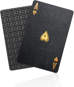 Waterproof Black & Golden Foil Playing Cards - Durable Plastic Poker Deck For Tabletop Games
