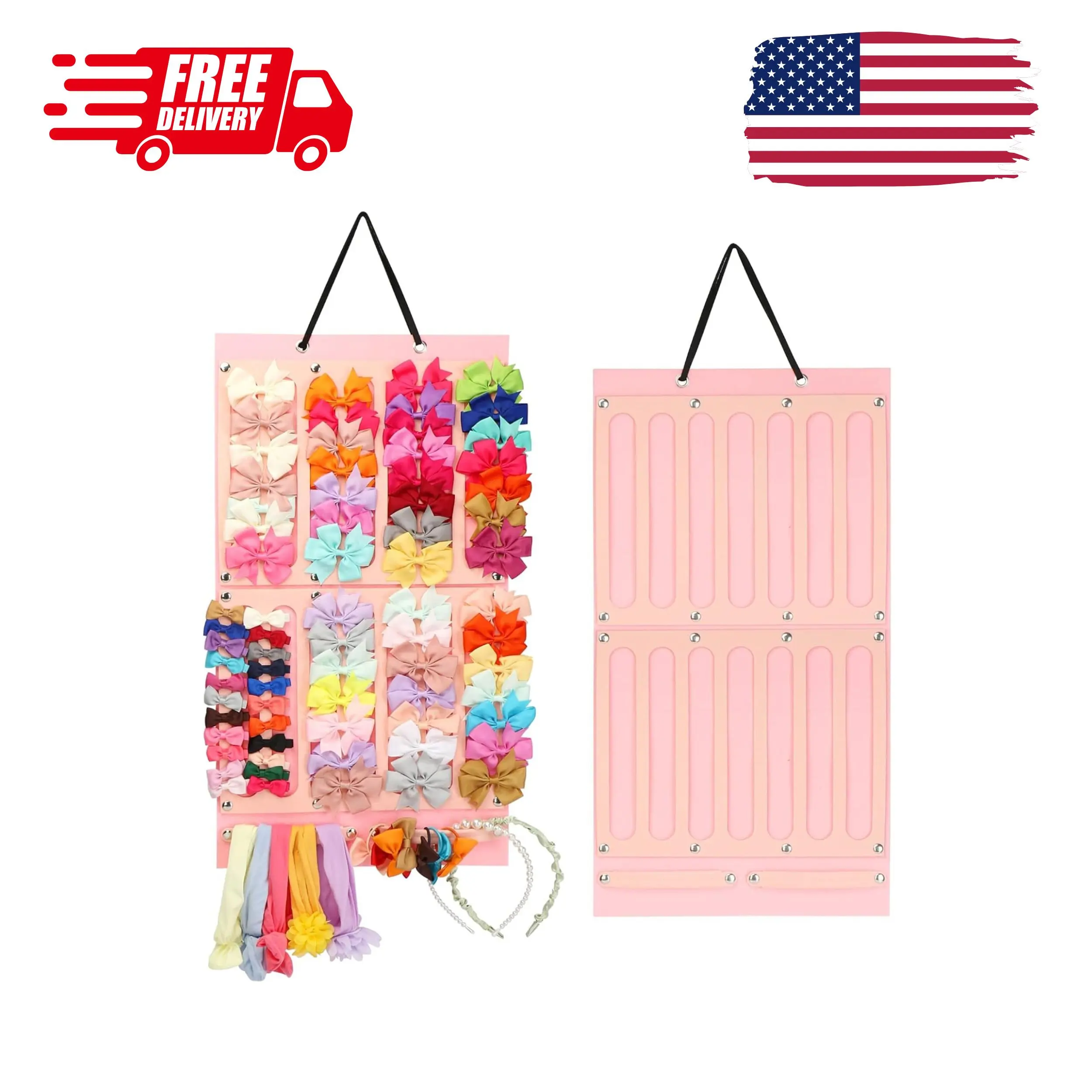 Hair Bows Holder & Organizer with Large Capacity, 16 Ribbons