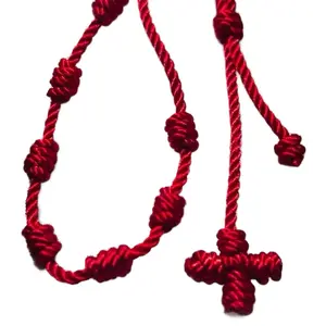 Cross Nylon Thread Bracelets for Men and Women Red Adjustable Knot Design Trendy Accessory