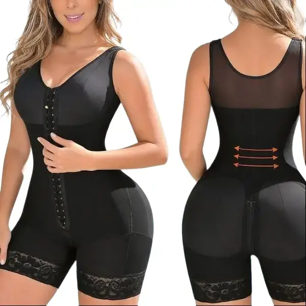 Women's Basic Solid Open Bust Faja Shapewear - High Compression Bodysuit with Tummy Control, Thigh Slimmer, Butt Lifter for Chic Curves