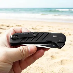 1pc 7305 Folding Knife, Textured Non-Slip Handle, Edc Tool, Pocket Knife, Fruit Knife, Kitchen Knife, Camping Essential, Camping Supplies, Men's Gift, Well Designed Blades