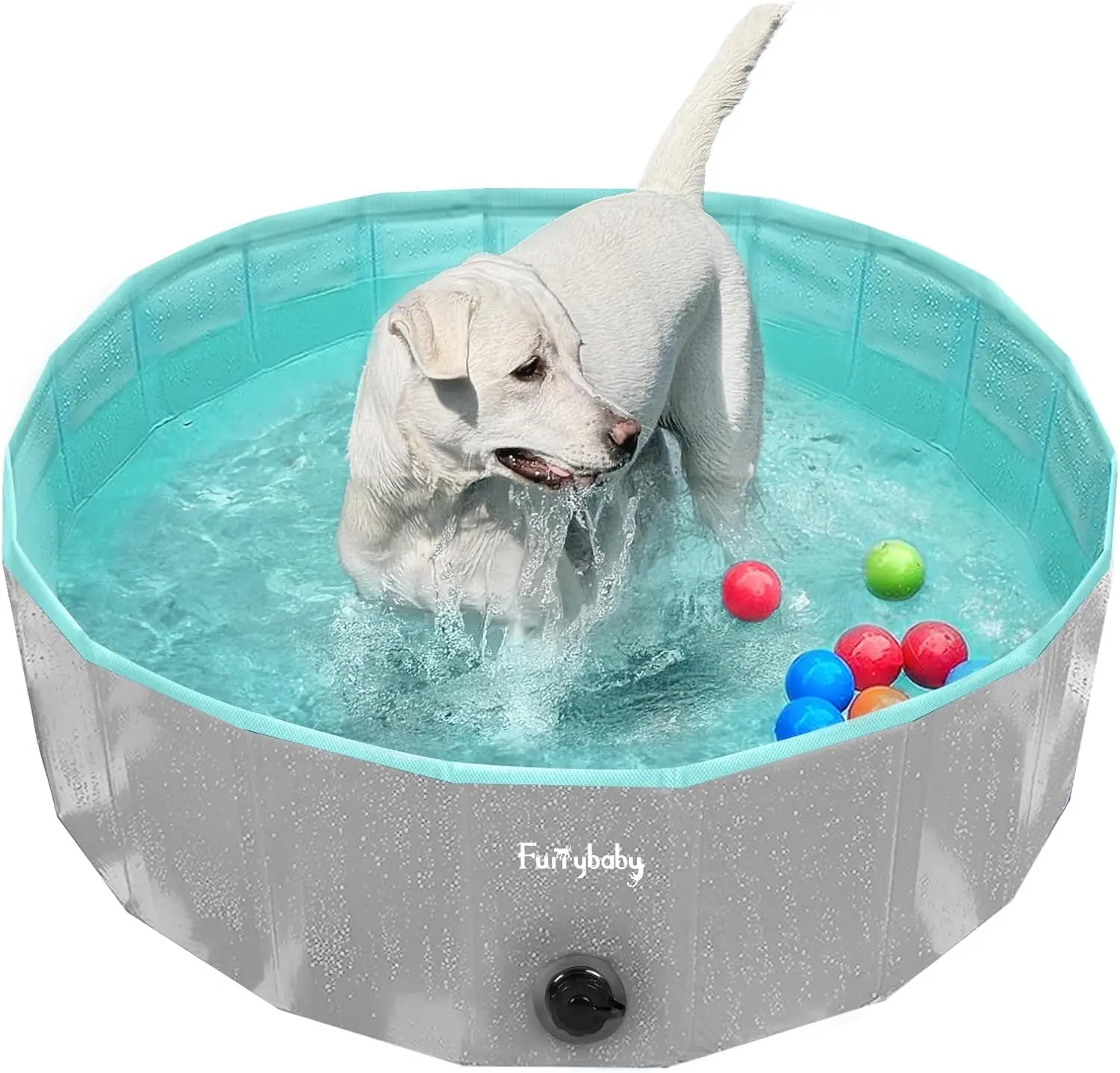 Furrybaby 32-in Collapsible Hard Plastic Dog Swimming Pool, Foldable Portable Pet Bathing Accessory (Dog Supplies),familyfun