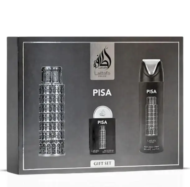 Lattafa Pride Pisa Unisex 3-Piece Arab EDP Perfume Set - 100ml Scented Eau de Parfum, Fragrance Ensemble Set, Multi-Scent Pre-Packed Bundle, Gifting Ready, Single Item Option