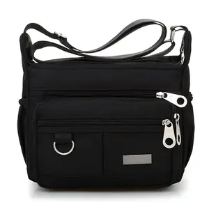 Women's Messenger Bag Solid Color Large Capacity Zipper Closure Adjustable Waterproof Wear Resistant Medium Bag