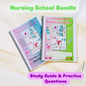 Nursing School Bundle - Nursing Study Guide Cheat Sheets - Comprehensive Resource for Nursing Students - Nursing School Essential - Nursing School Practice Questions - Nursing Success Study Notes