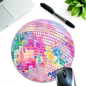 Colorful Small Squares Mouse Pad Abstract Style Small Round Mouse Pads Pink Yellow Green Gaming Mouse Pad Office Desk Accessories HD Print Non-Slip Rubber Base Mousepad Ideal Gift For Friends