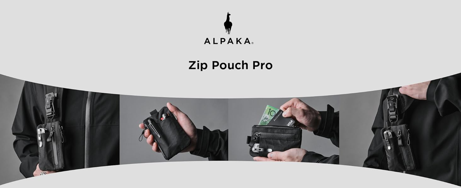 ALPAKA Zip Pouch Pro - Minimalist Zipper Wallet - with RFID Blocking ID Card Holder Wallet with Zipper for Men with Multi-tool Slot
