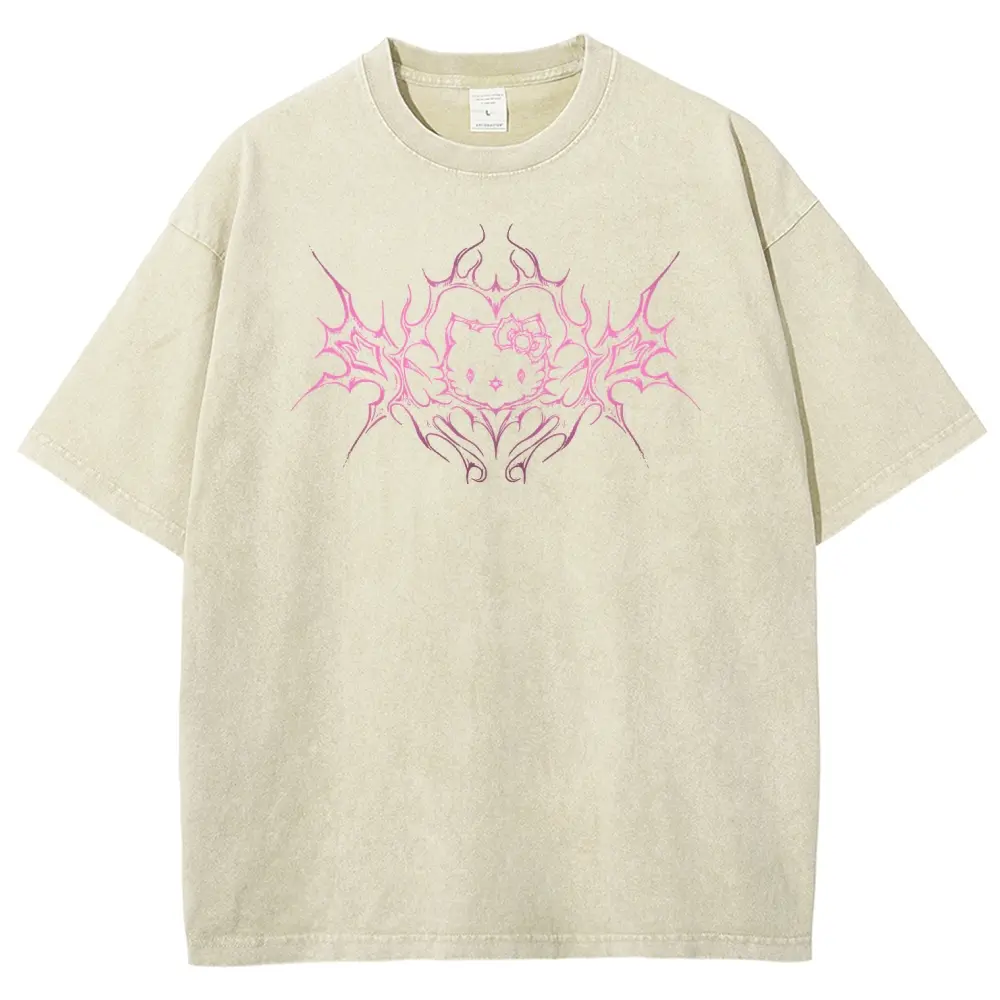 Y2K Pink Tribal Kitty Graphic Cat Vintage Tee 90s Graphic Tees Men's t Shirts Graphic Tee t Shirts Funny Graphic Tee Good Graphic Tees Men's Graphic Tees Streetwear Outfits Men Vacation Outfits Oversized Tshirt Men