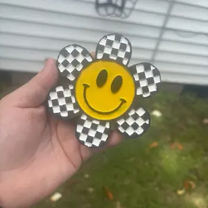 Checkered Smiley Flower Freshie