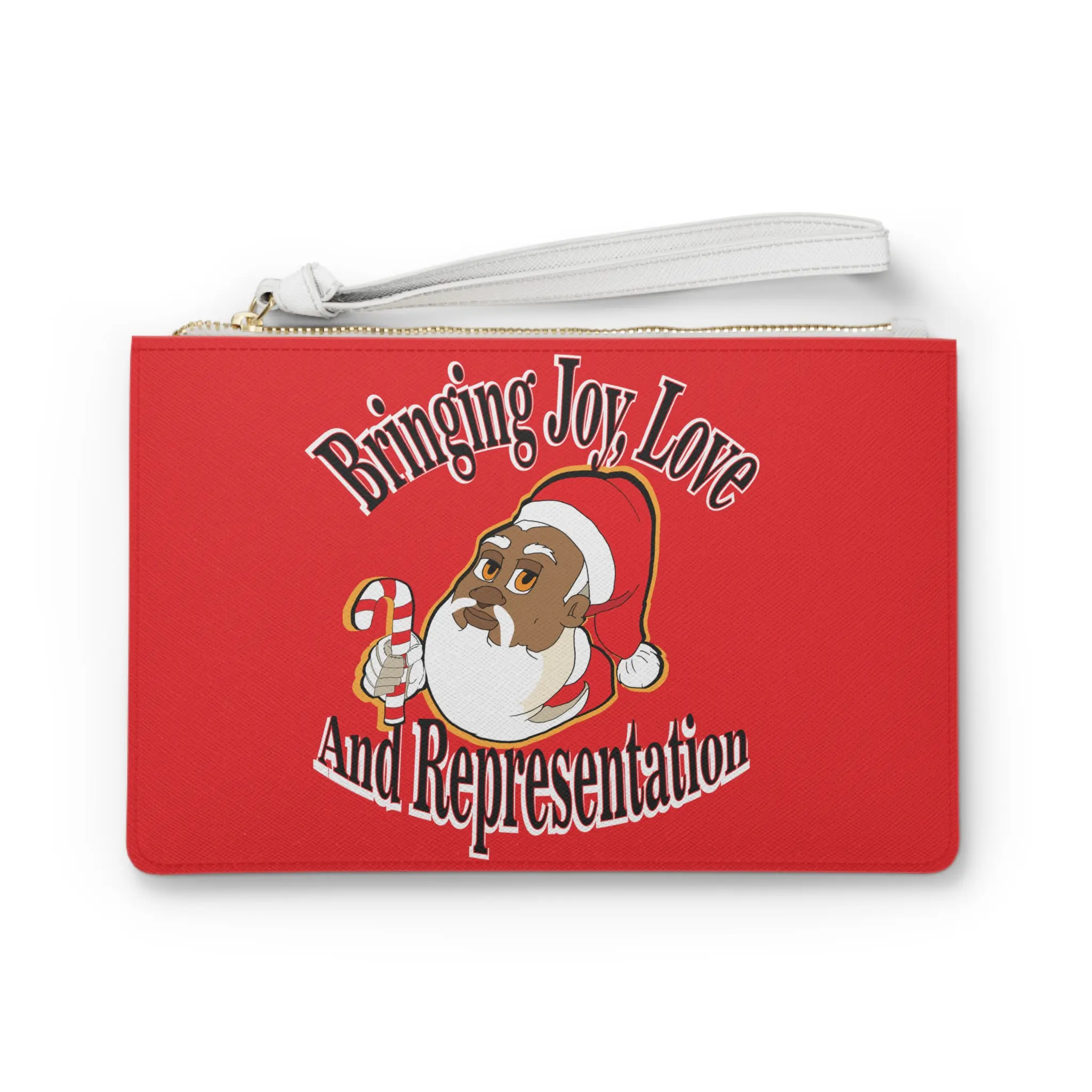 Santa Representation Clutch Bag - Festive Holiday Purse, Christmas Theme Handbag, Red and White Envelope Clutch, Gift for Her, Small Evening