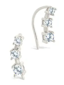Sterling Silver Round Cut Mini Ear Crawlers