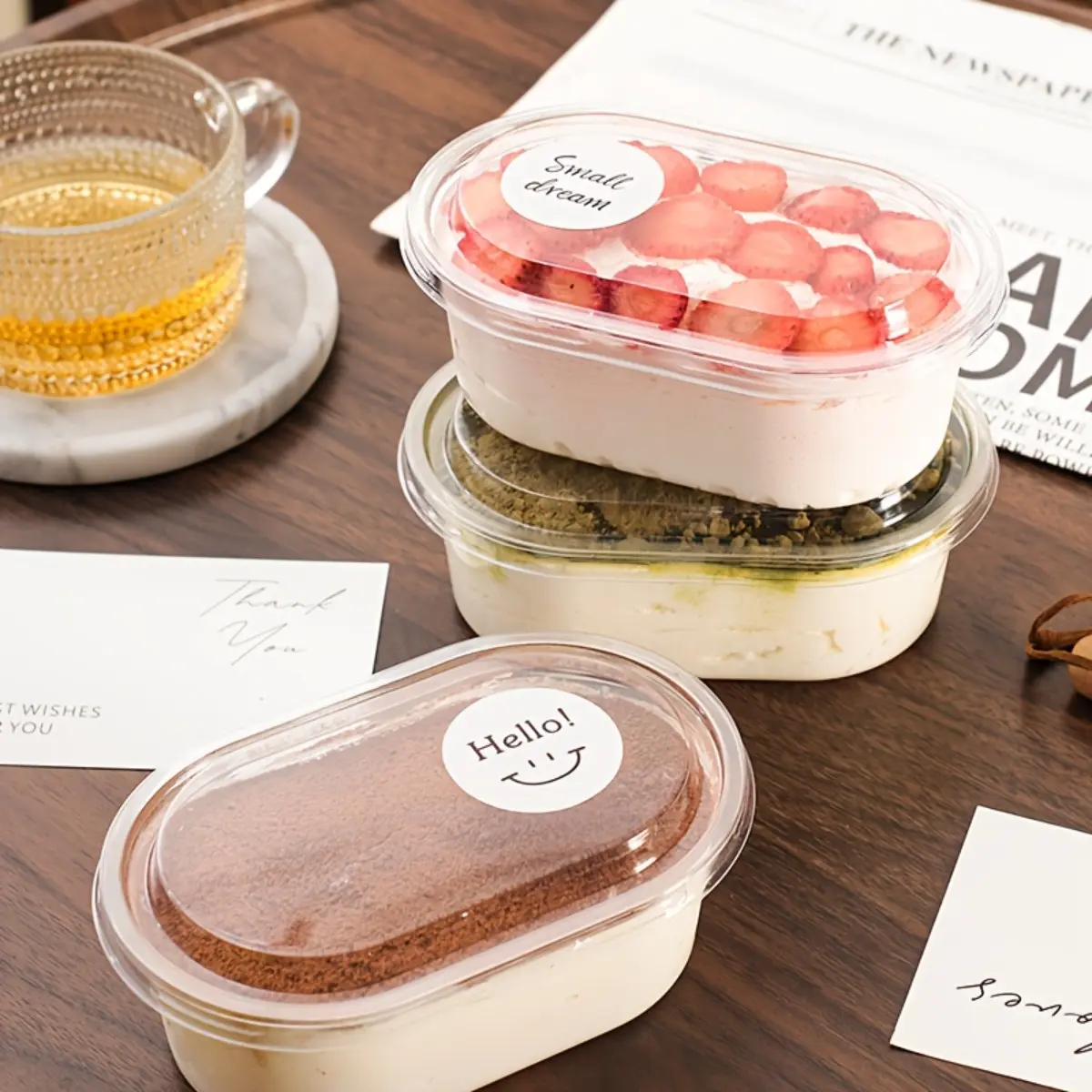 50PCS Oval Dessert Boxes with Lids, Reusable Food Containers, Plastic Food Containers, 16.91oz Hinged Dessert Containers for Tiramisu, Pudding, Parfait, Snacks, for Wedding, Party, Picnic, Takeaway and Dessert Packaging
