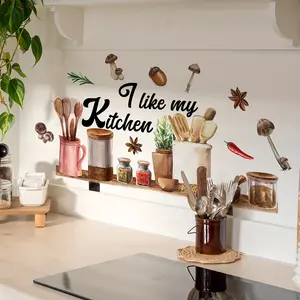 A new creative English slogan Kitchen tableware wall sticker, bathroom background wall decoration self-adhesive wall sticker, Wall Decal, Wall Art Stickers (MS2167-KQ)
