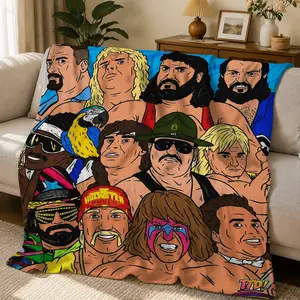 Aesthetic Anime Wrestling Throw - Mellow Cloud Soft Cooling Blanket for Office & Couch, Cozy Room Decor, Perfect Gift for Gamers