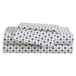 Eddie Bauer Fairisle Sprinkle White-Black QueenSheet Set