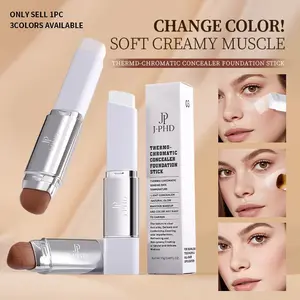 Blanc Cover Cream Stick, Korean Color Changing Foundation, Volufiline & Collagen, Concealer for Dewy Skin, Soft Focus Finish, Detachable Brush, Moisturizing Concealer Stick