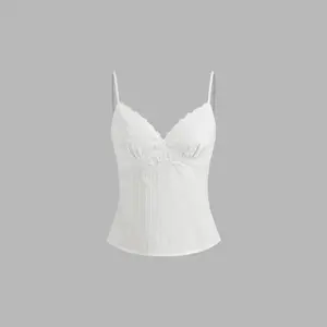 Cider Cotton V-neck Lace Trim Cami Top