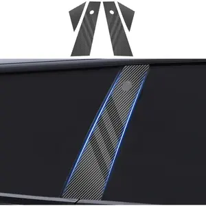 Car Door Window A-Pillar B-Pillar Trim Film Carbon Fiber Style for Tesla Model Y Juniper 2025 2026 Automotive Exterior Accessories A B Pillar Post Protection Decor TPU Sticker Cover 4-Pcs Kit