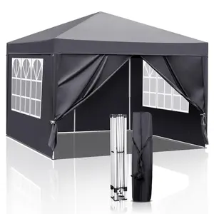 10x10ft Ez Pop Up Canopy, Portable Instant Canopy Tent with 4 SideWalls for Outdoor Events, Party, Wedding, Birthday,Graduation Gray