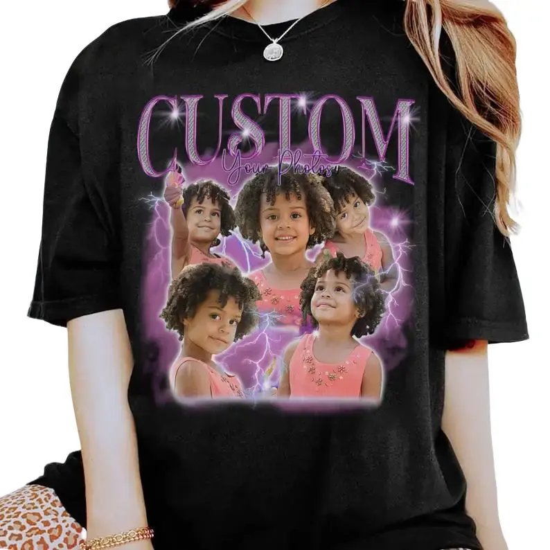Custom 90s Bootleg Rap Tee, Custom Face Photo Name Shirt, Boyfriend Birthday Gifts, Custom Valentine Shirt, Gift for him, Insert Your Design