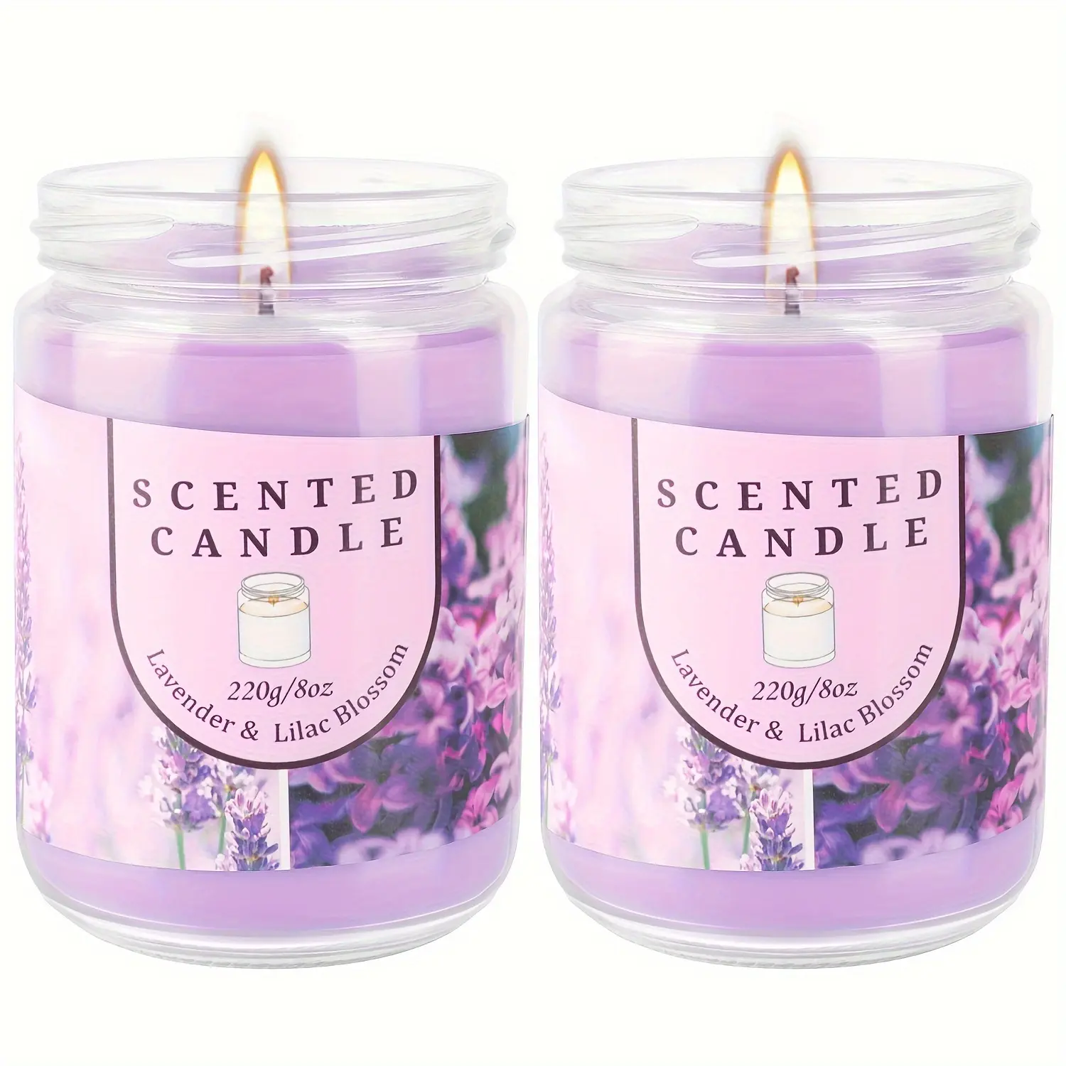 A Pack of 2 Pieces Lavender and Lilac Eliminate Odor Candle Gift for Women Suit, Household Soy Wax Aromatherapy Candle Decor Ornaments Freshener Decoration