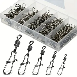 50pcs/box 4-12# Figure-of-eight Clip Set, High Quality Durable And Sturdy Connector, The Best Choice For Anglers，Fishing swivel and pin, bait connector, fishing gear accessories, Fishing Tackle, Fishing Accessories Kit, Fishing Supplies