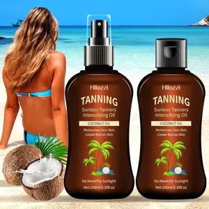 Coconut Tanning Oil, 1 Box of Moisturizing, Hydrating Body Tanning Moisturizer Self Tanner, Nourishing Oil, Non-Greasy Body & Face Tanning Oil, Skin Care Product for Women & Men, Sunless Tanning Oil