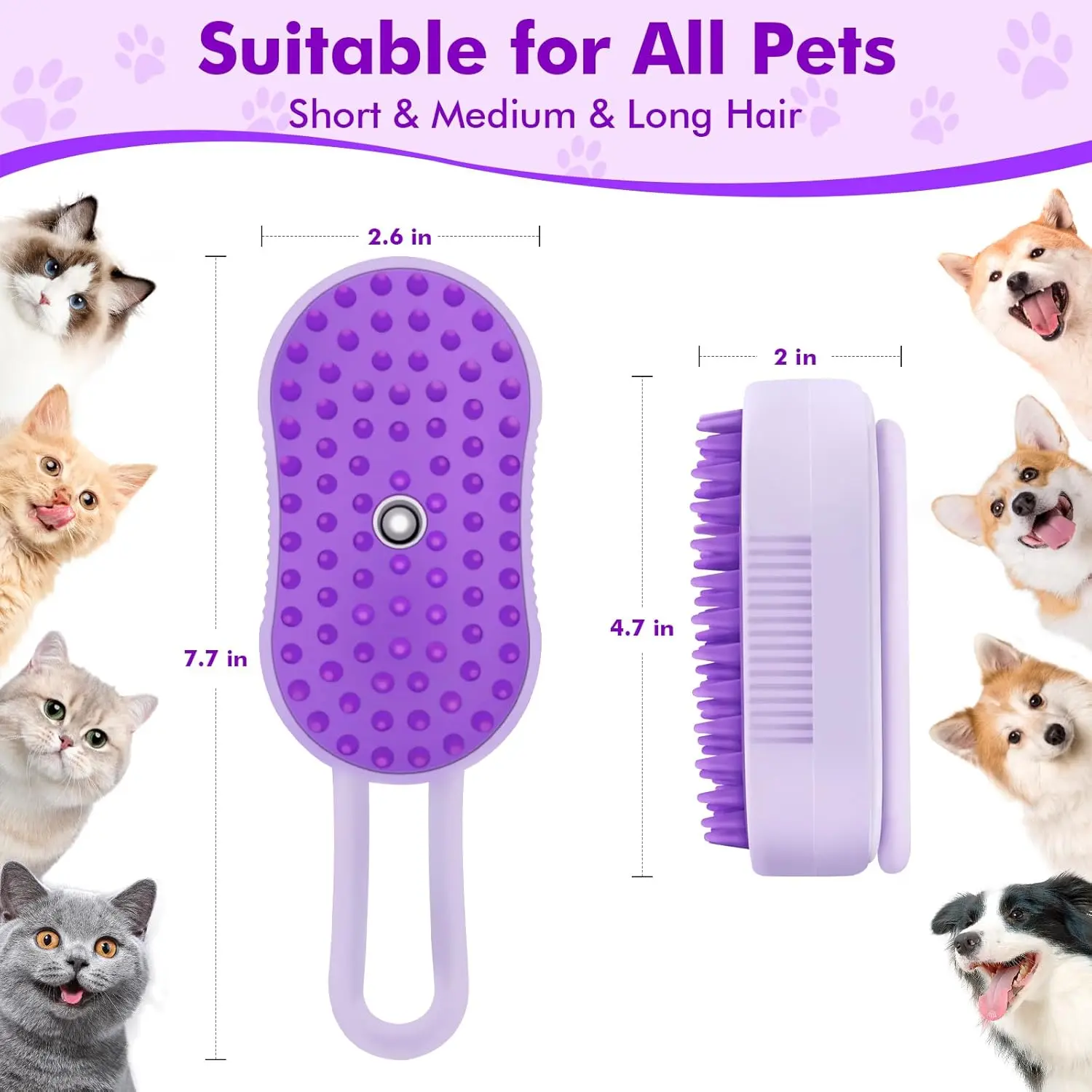 4-in-1 Pet Steam Brush, Cat Dog Hair Remover, Self-Cleaning Pet Steam Brush with 360 Rotating Arm for Shedding, Adjustable Pet Hair Remover, Pet Steamy Mist,  Steamy Cat Brush Grooming Comb for Dogs & Cats
