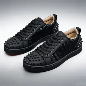 Black rivet trend men's shoes slimming and versatile, suitable for all seasons, casual and fashionable new style, men's elegant lace-up design, 2026 simple style