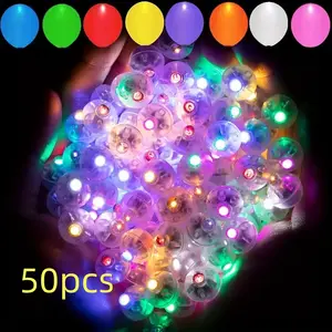 50 Battery Powered LED Balloon Lights, Long-Lasting Small Round Ball Lights, Vivid Colors for Wedding Christmas Halloween Party Decorations, Party Lighting Decoration