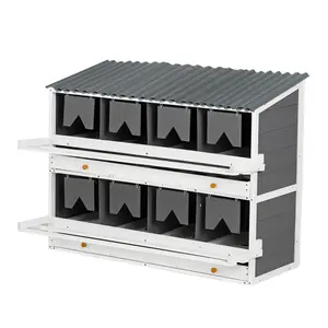 Nesting Boxes for Chickens, Wooden Chicken Nesting Box, 8 Compartments Egg Laying Boxes for Hens, Ducks and Poultry with Rollout Eggs Collection, PVC Roofing and Foldable Perches, 47"Lx26.4"Wx35.4"H    RR