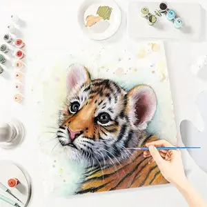Tiger Paint by Numbers for Adult,Paint by Number Kit for Beginners,DIY Acrylic Paint Canvas Painting Kits Art ,Home Wall Decor Gift for Her, 20x20 inch(Without Frame)