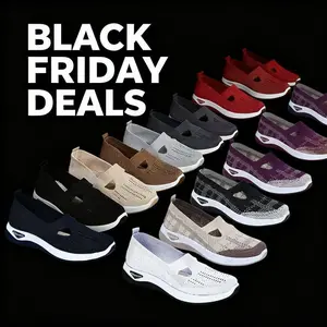 1 Pair Breathable Women's Cut-Out Sneakers - Lightweight Slip-On Walking Shoes with Non-Slip Soft Sole, Comfortable Fabric Lining, Available in Multiple Colors - for All Seasons(gift)11