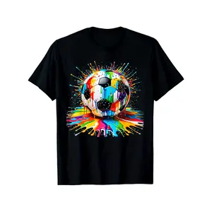 Women's 100% Pure Cotton Casual Crew Neck T-Shirt, Vibrant Ice Cream Football Pattern, Soft Comfortable Summer Wear, Brightly Printed, S-XXXL