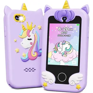Children's Smartphone Toy, Birthday Gift Unicorn Toddler Toy Phone, Suitable for Girls Aged 3-10, Children's Touchscreen HD Dual Camera Phone, Preschool Children's Travel Toy Learning Toy (Purple)