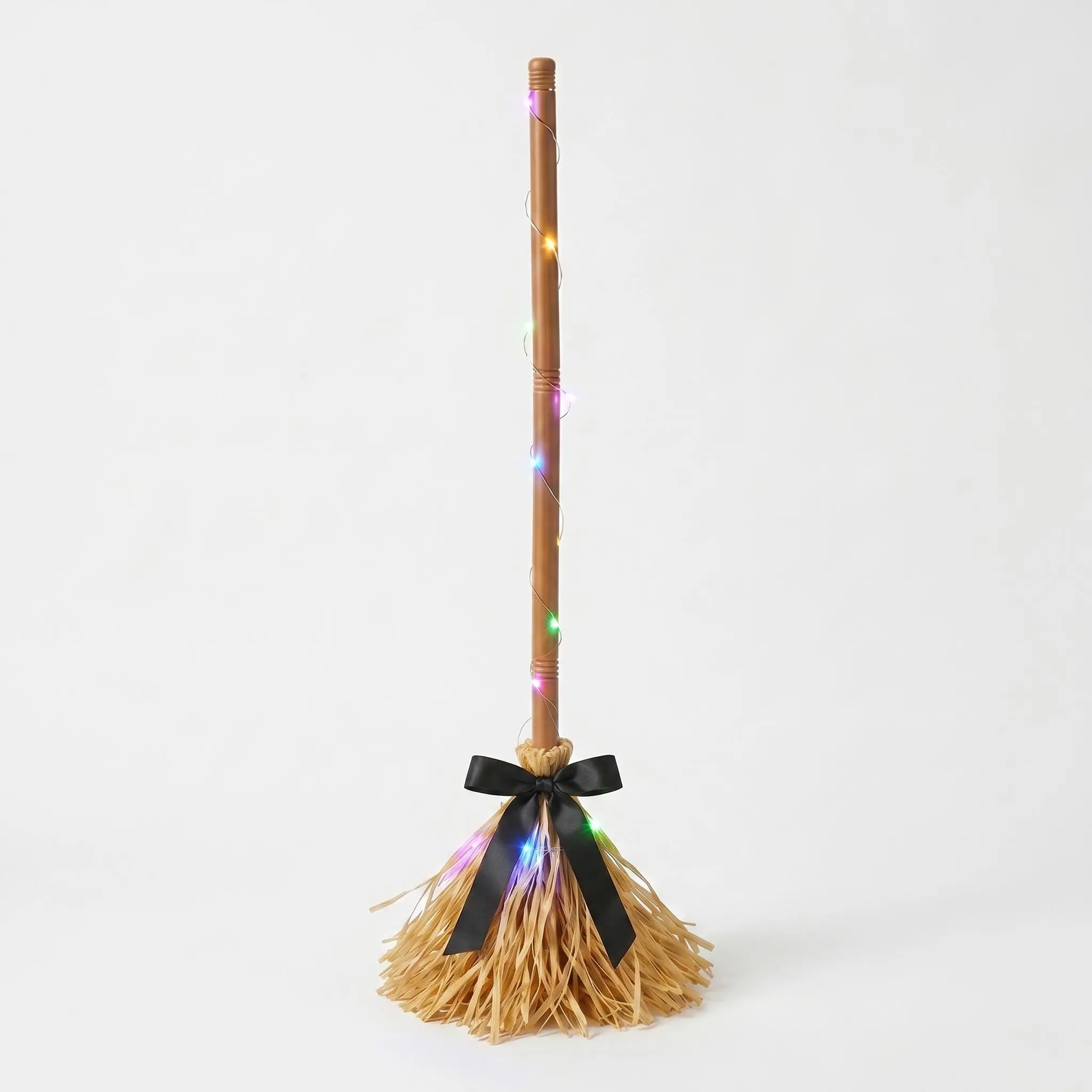 Spooky Magical Walking Witch's Broom Prop - 43" Animated Floating Broom with Sound, Motion, Lightweight Design & Adjustable Height | Halloween Haunted House Decor, Animated Broom