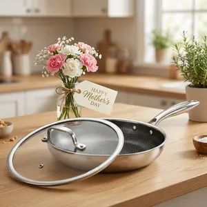 Nonstick Stainless Steel Frying Pan 8/10/12-Inch – Honeycomb, Easy to Clean, Cook with Less Oil, Perfect Mother’s Day Gift
