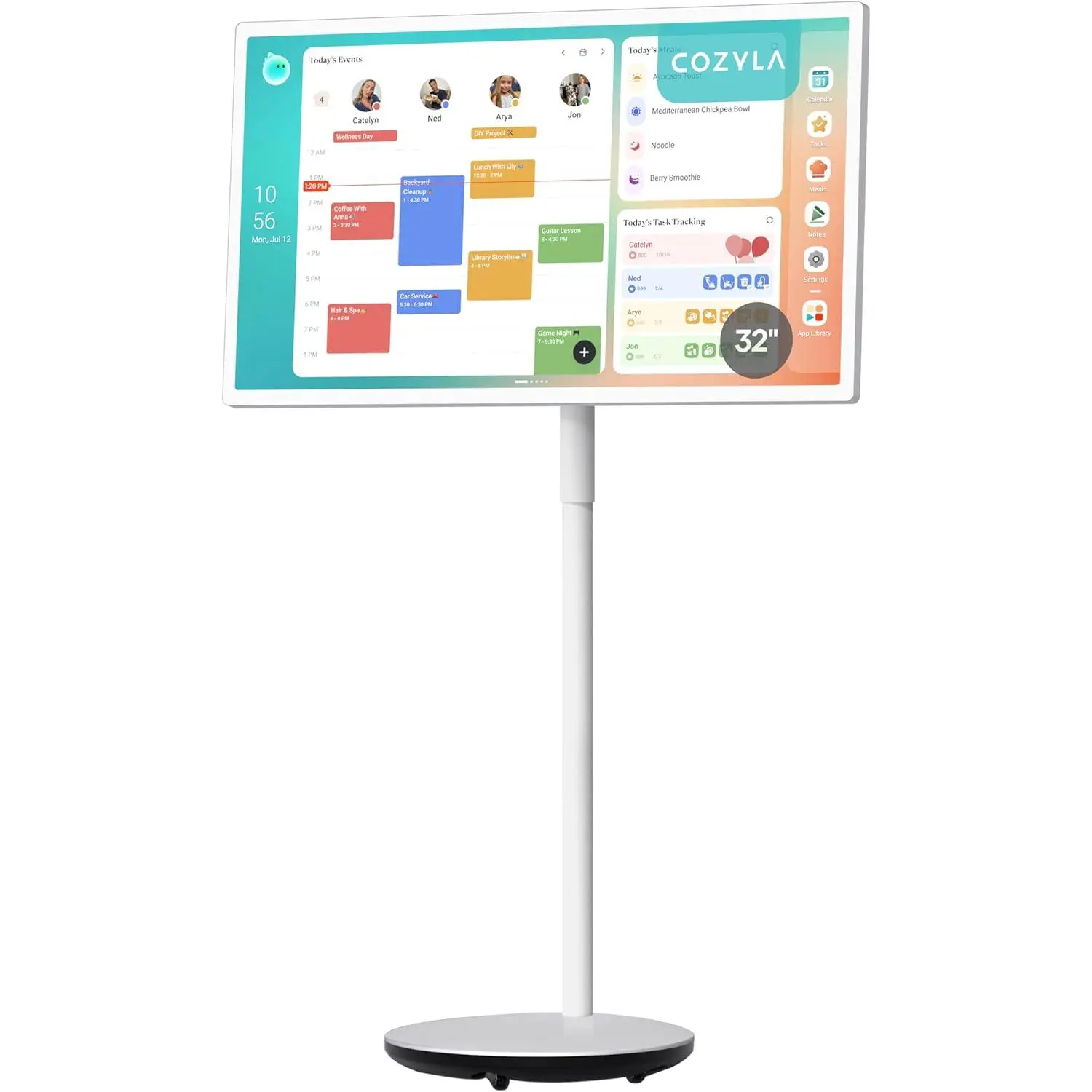 Calendar Plus Go: 32" Mobile Smart Digital Calendar Family Dashboard | Electronic Touch Screen, Chore Chart with Reward System, Meal Planner, Rolling Stand, App Store Support, Built-in Voice Agent,back to school,back to school haul