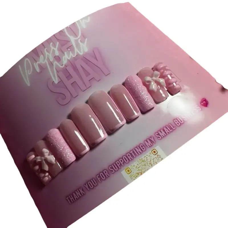 Must Be Shay LLC GEL Medium Press On Nails Pink Power Long-lasting High Gloss Easy Application Salon-quality Nails 10g
