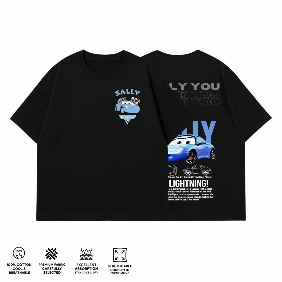 Retro Two Side Cars Gildan T-Shirt , Cars Movie TShirt , Mcqueen and Mater Retro Vintage Unisex Oversized Anime Graphic Tee – Trendy Y2K Acid Gildan, Manga Game Movie Lover Gift For Fans Merch