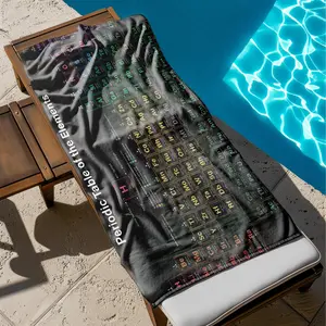 1 piece Periodic Table of Elements and Classification of Element Properties themed beach towel - Super soft fluffy flannel sofa blanket, suitable for beds and sofas, all-season use, modern geometric pattern design, digital printing, 100% polyester