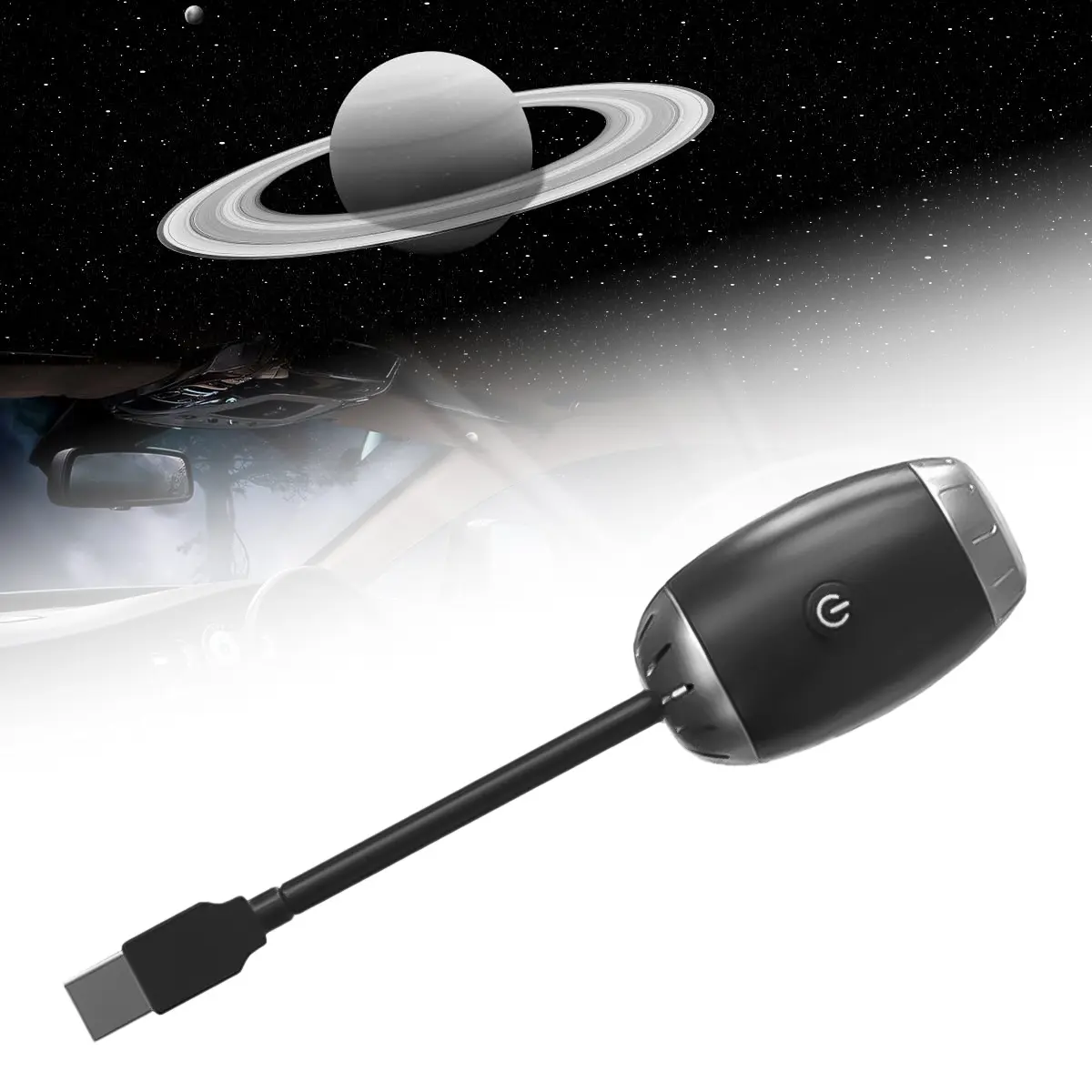 USB Car Star Projector , Atmosphere Decorations for Car Interior,Ceiling, Bedroom, Party and More, Adjustable-angle LED light(Saturn)
