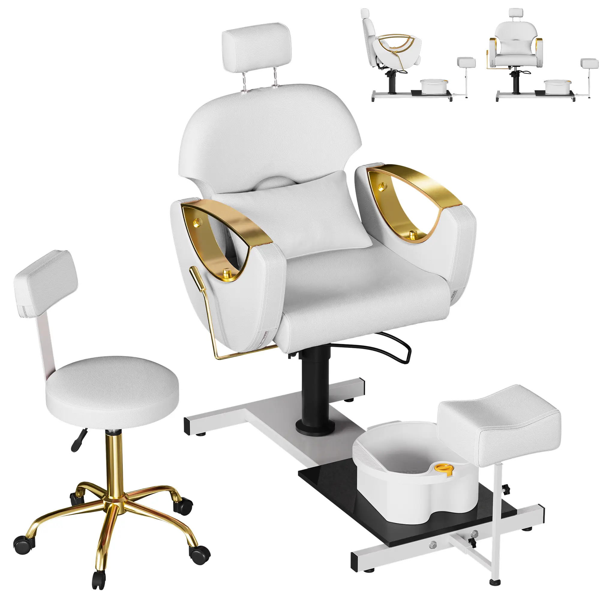 Pedicure Chair No Plumbing with Massage Bath,360°Swivel
