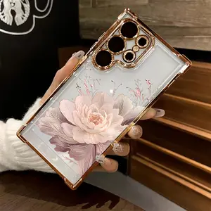 Flower Phone Case Compatible with Samsung Galaxy S25 S24 S23 S22 S21 FE Ultra Plus 4G 5G Shockproof Transparent Soft Back Cover Protection Protective