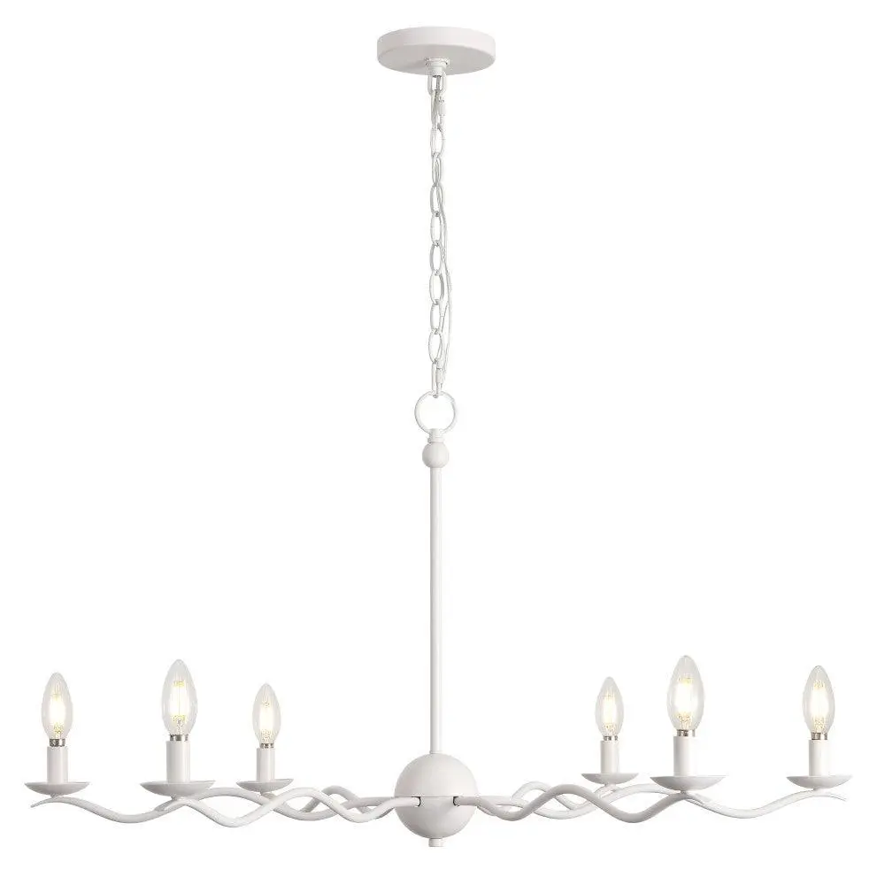 Shana Grand Modern Transitional Adjustable Sculptural Wavy Arm Candle-Style Metal LED Chandelier