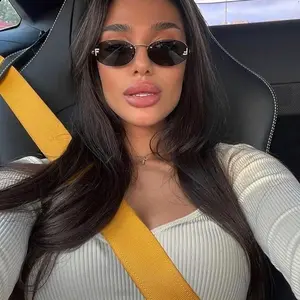 Letter frameless Fashion Big Square Sunglasses Women Luxury Brand Pilot Clear Sun Glasses Female Oversized Half Frame Shades Eyewear Rimless Sunglasswomen