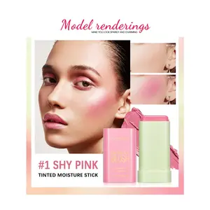 Unique Design Spin Makeup Blush Stick Multi-Use Moisturizer Stick Shadow Lips Cheek Blusher Waterproof & Long-Lasting Creamy Makeup Shy Pink