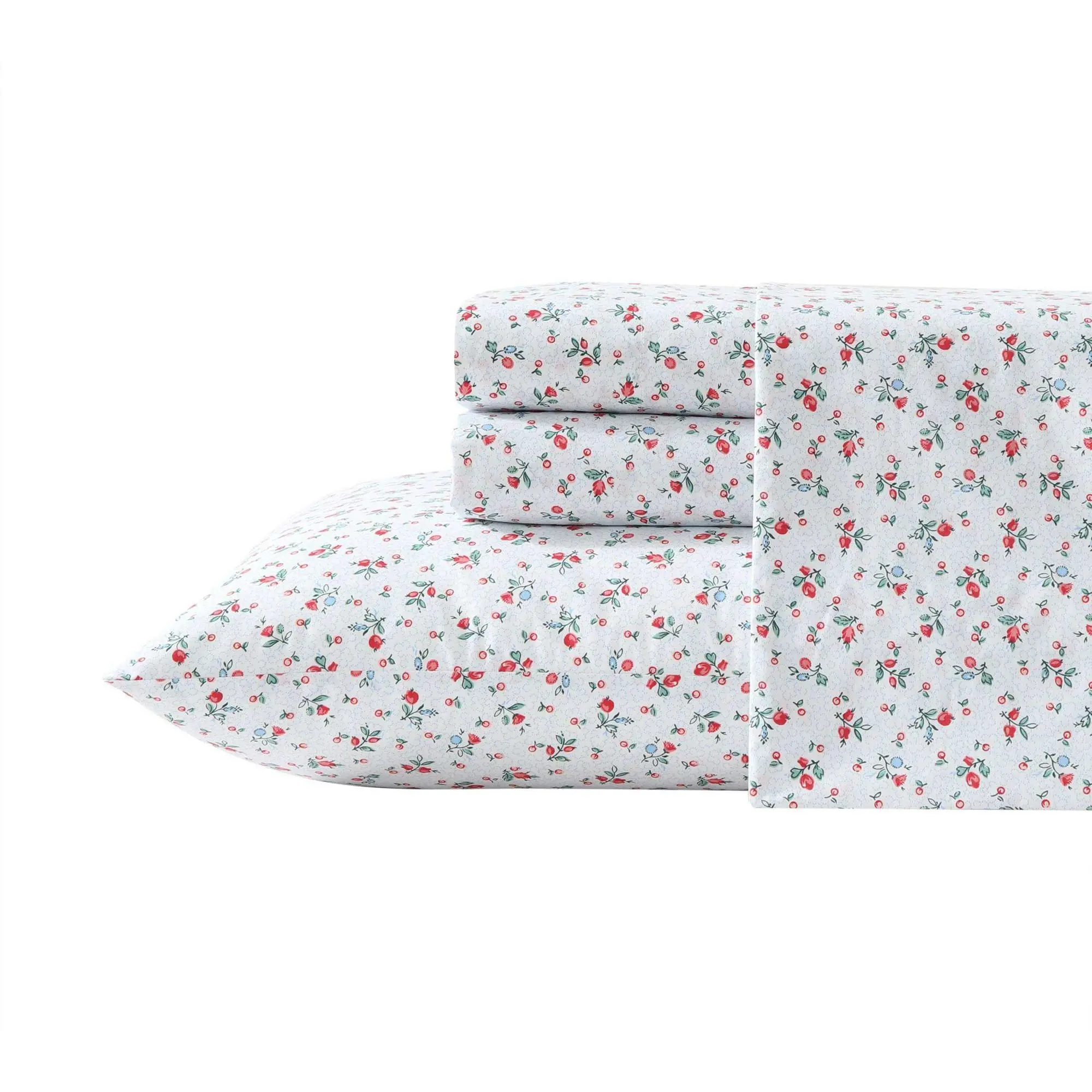 Laura Ashley Aylesmore Ditsy Red-Blue Twin Sheet Set