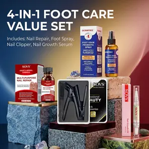 4-in-1 Foot Care Value Set – Complete Foot & Nail Care Collection with 30ml Nail Care Solution, Foot Freshening Spray, Professional Clipper Kit & Growth Serum | All-in-One Self-Care Bundle for Smooth, Healthy-Looking Feet#Summerwins summerwins