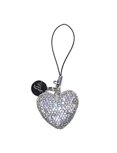 Rhinestone Heart Charm | White